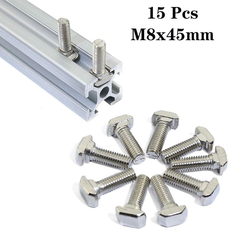 SDY 15 Pcs M8 x 45mm Thread T Slot Drop-in Bolt T-Bolt Hammer Head Bolt T Screw Stud for 4040 Series Standard 8mm T-Slot Aluminum Extrusion Profile (4040 Series) - Image 3